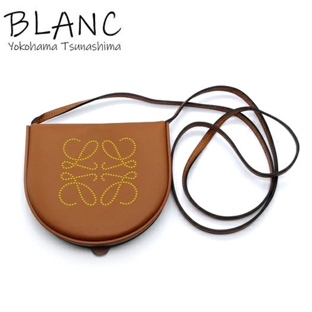 Loewe Heel Pouch Soft Calf Leather Shoulder Bag Blanc White Brown